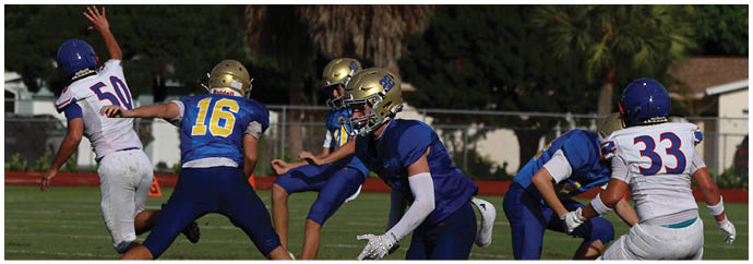A group of football players on a field. Description generated by AI