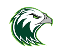 A stylized navy blue and white fish head facing right on a green oval background. Description generated by AI