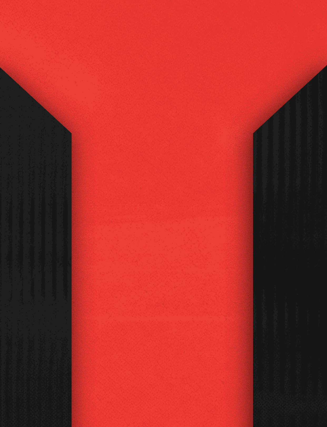Three black and red buildings. Description generated by AI