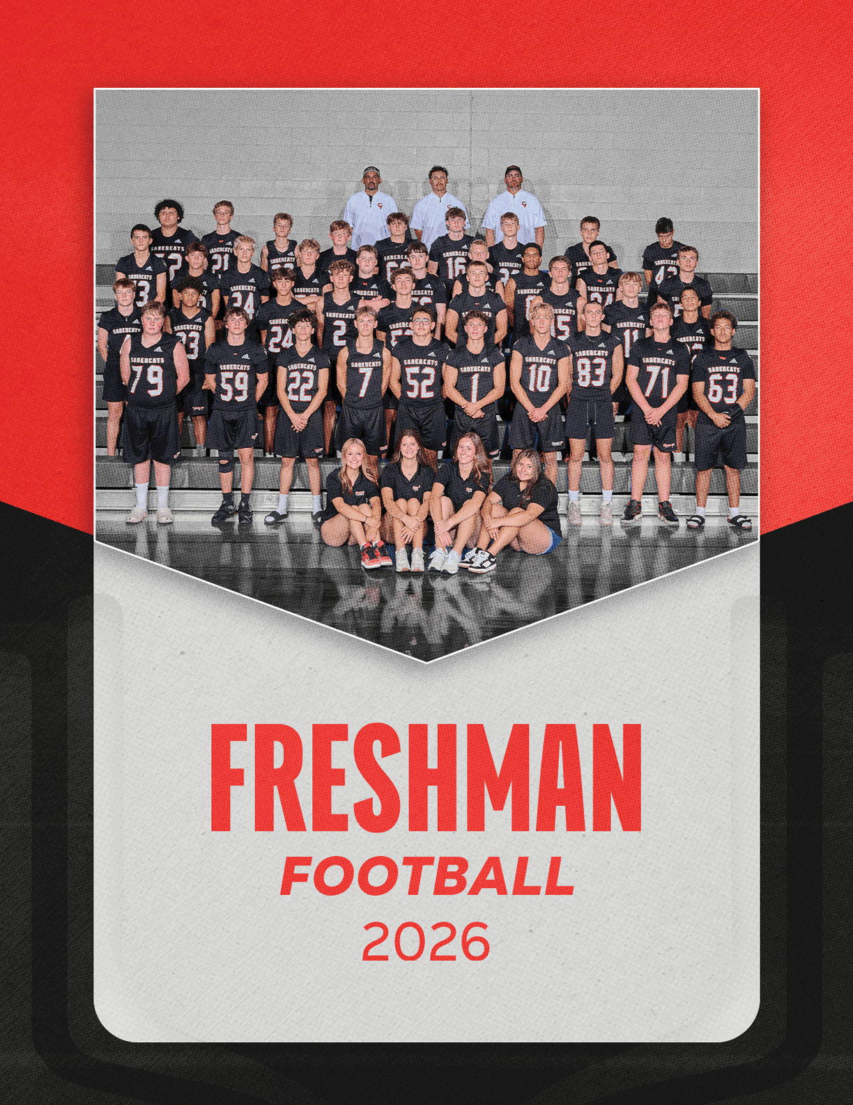 A group of football players sitting on a bench. Description generated by AI