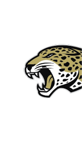 A stylized roaring jaguar head logo with black spots and sharp teeth. Description generated by AI