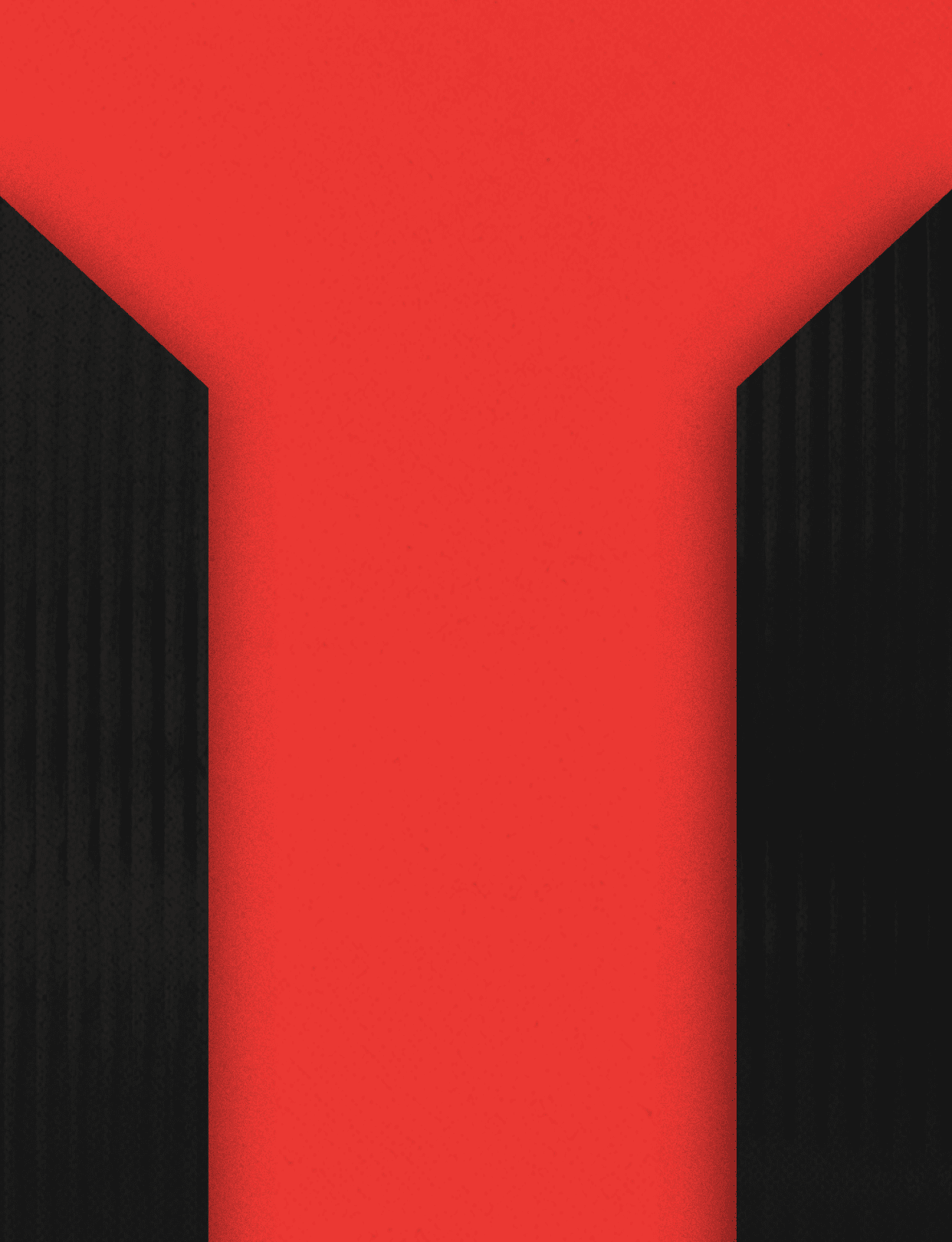 Three black and red buildings. Description generated by AI