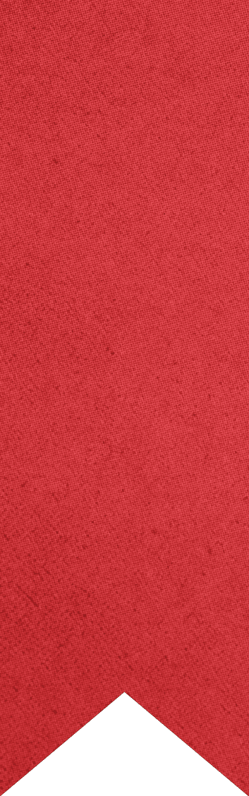 A red textured fabric background with a downward-pointing chevron shape at the bottom. Description generated by AI