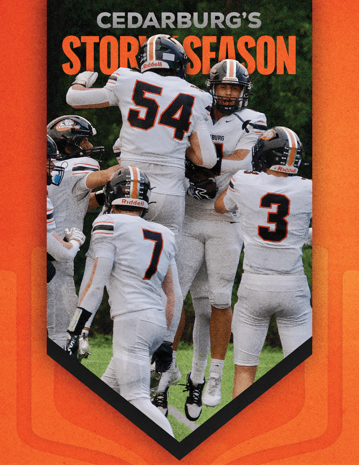 A group of football players huddled together. Description generated by AI