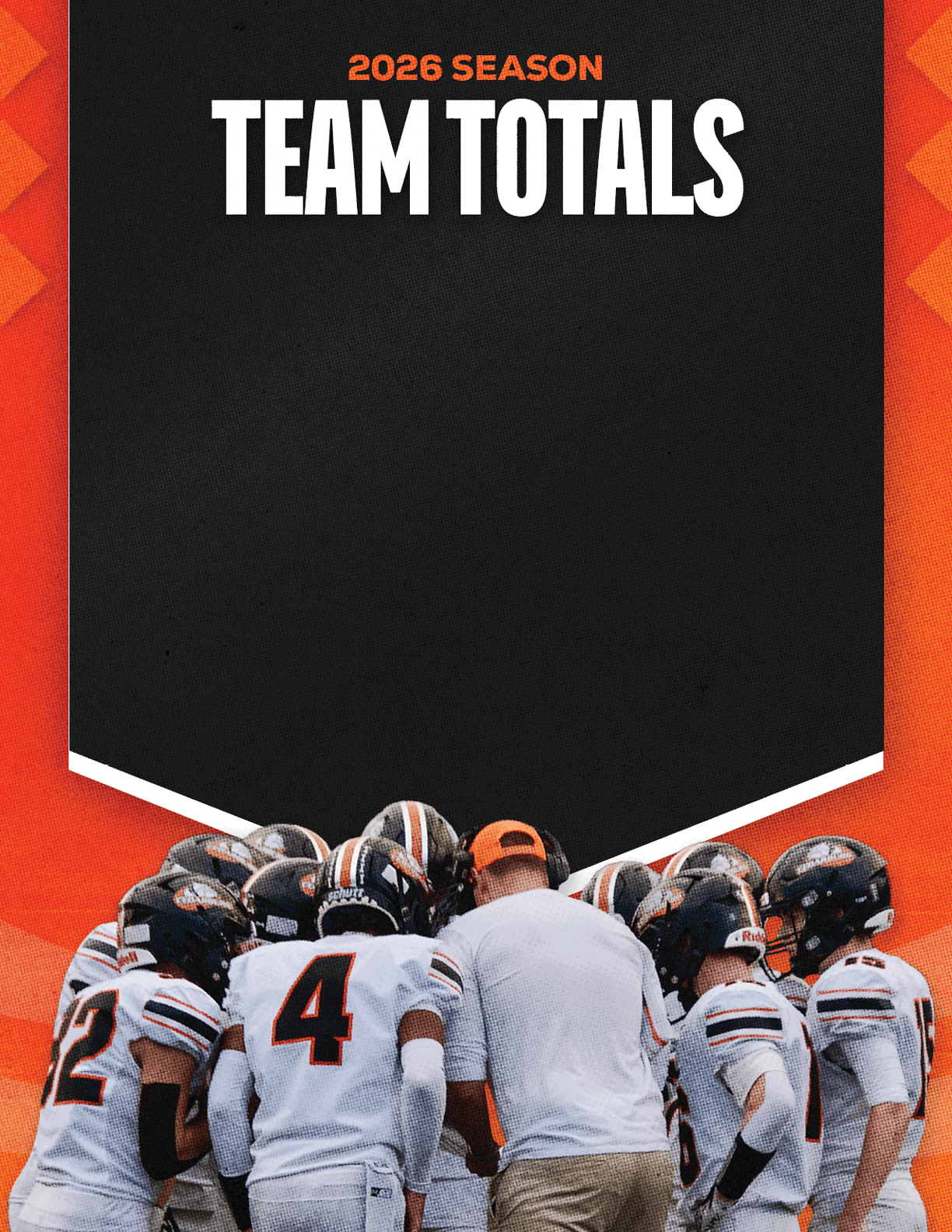 A group of football players standing on the field. Description generated by AI