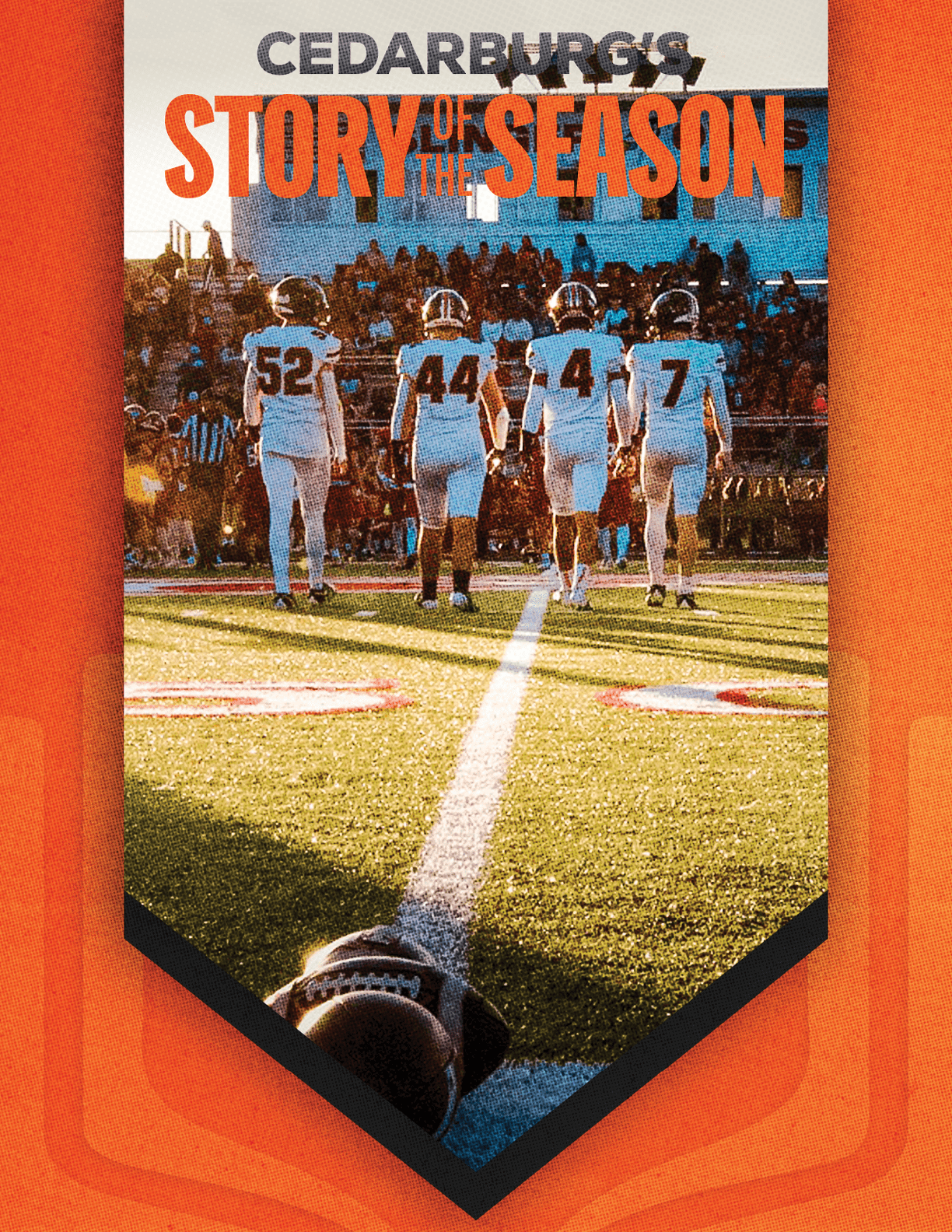 A group of football players huddled together. Description generated by AI
