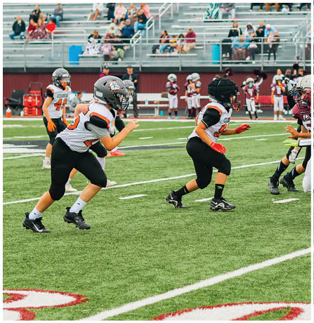 A group of football players celebrating a touchdown. Description generated by AI
