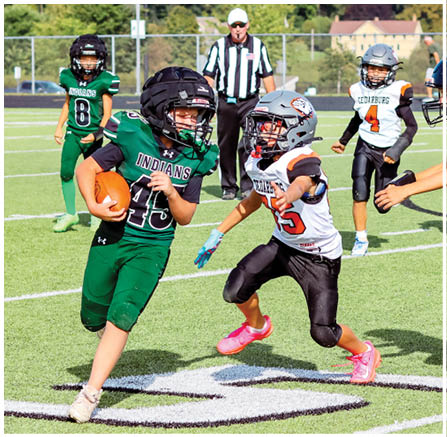 A group of football players celebrating a touchdown. Description generated by AI