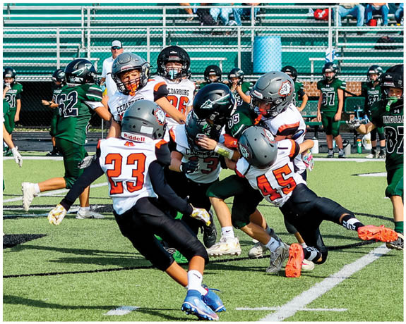 A group of football players on a field. Description generated by AI