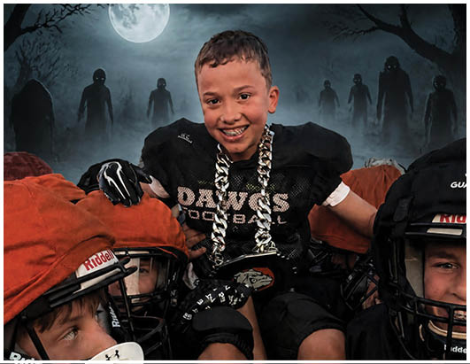 A group of football players on a field. Description generated by AI