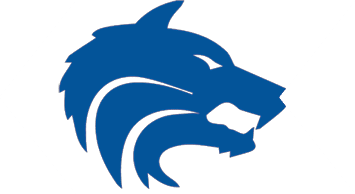 A blue and white bull head. Description generated by AI