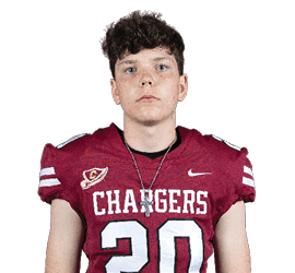 A person wearing a maroon football jersey with the number 20 and the word Chargers on the front is standing against a white background. Description generated by AI