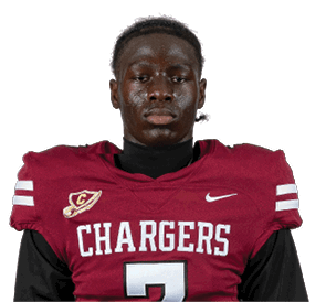 A person wearing a maroon football jersey with the word Chargers and the number 7 on the front stands against a white background. Description generated by AI