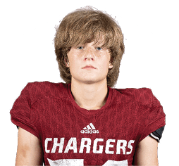 A person wearing a maroon football jersey with the word Chargers and the number 50 printed in white stands against a white background. Description generated by AI