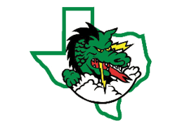A green dragon with black scales and yellow eyes is breathing lightning inside the outline of the state of Texas. Description generated by AI