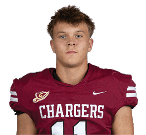 A person wearing a maroon football jersey with the number 11 and the word Chargers on the front stands facing forward against a white background. Description generated by AI