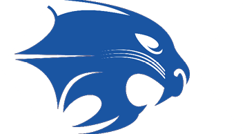 A blue and white bull head. Description generated by AI