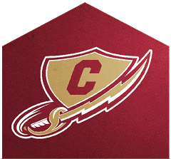 A maroon hexagonal shape with a gold shield outlined in white containing a large maroon letter C and a stylized lightning bolt extending from the shield. Description generated by AI