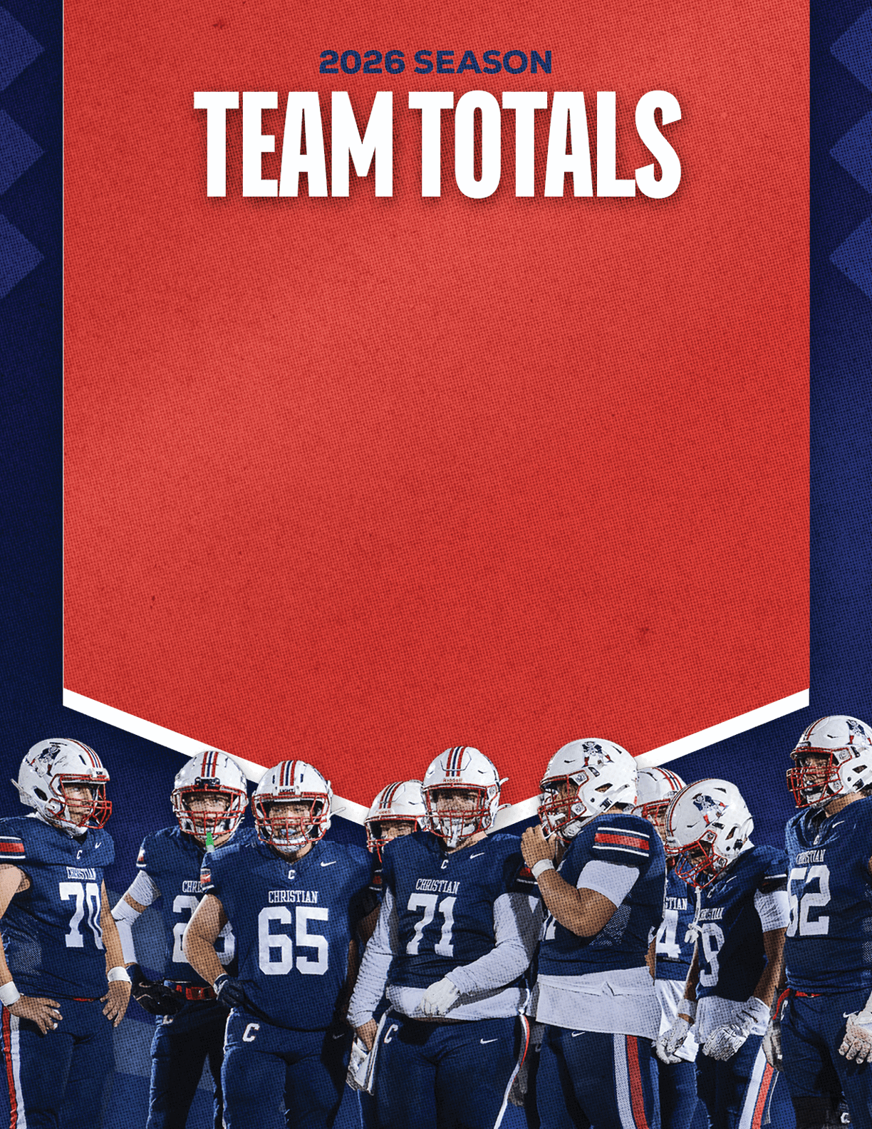 A group of football players standing on the field. Description generated by AI