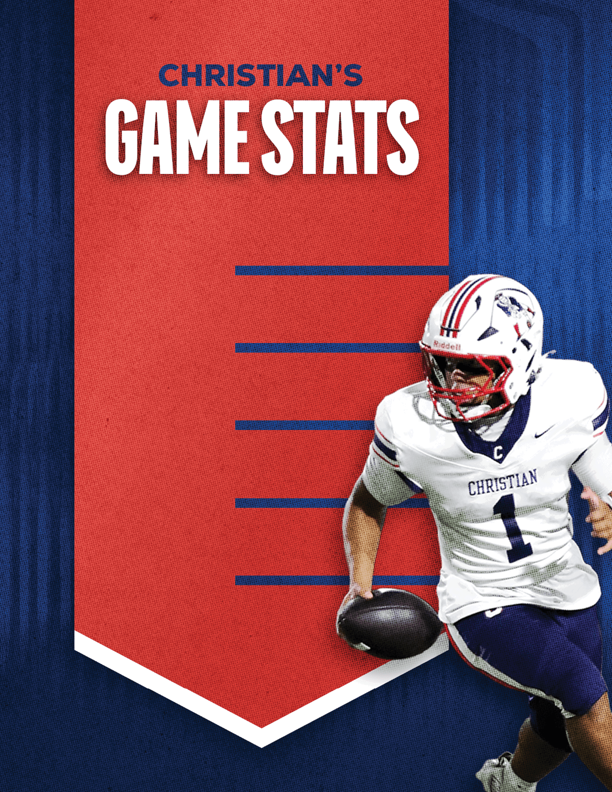 A man wearing a blue and red jersey with the number 52 on it. Description generated by AI