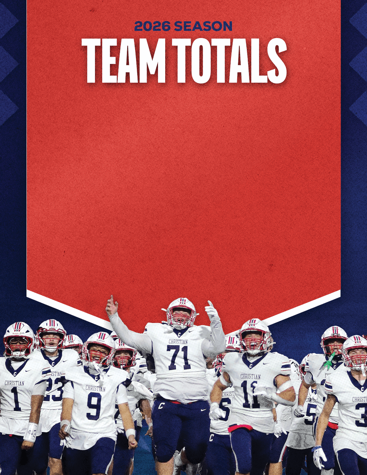 A group of football players standing on the field. Description generated by AI