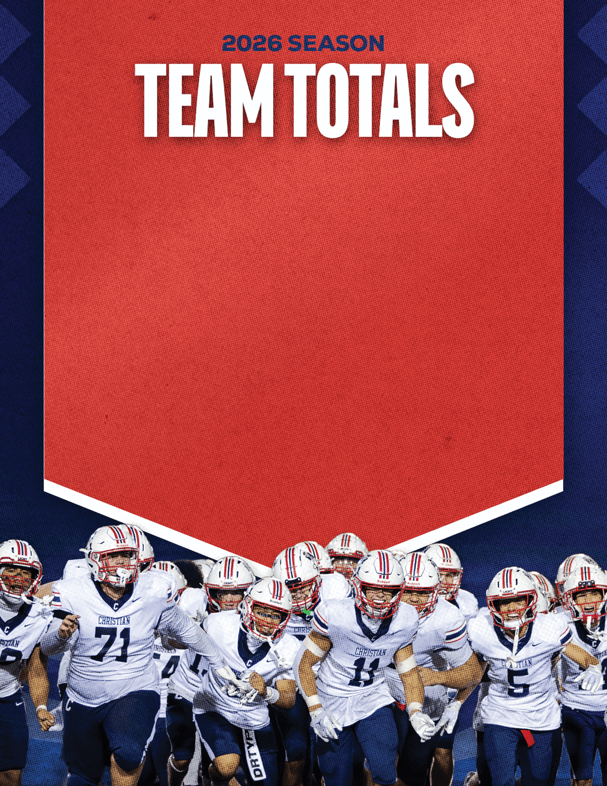 A group of football players standing on the field. Description generated by AI