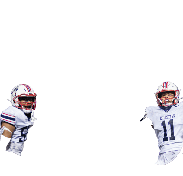 Two adults in football uniforms are on a field, one preparing to throw a football while the other looks on. Description generated by AI