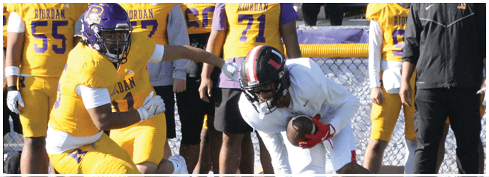 A group of football players on a field. Description generated by AI