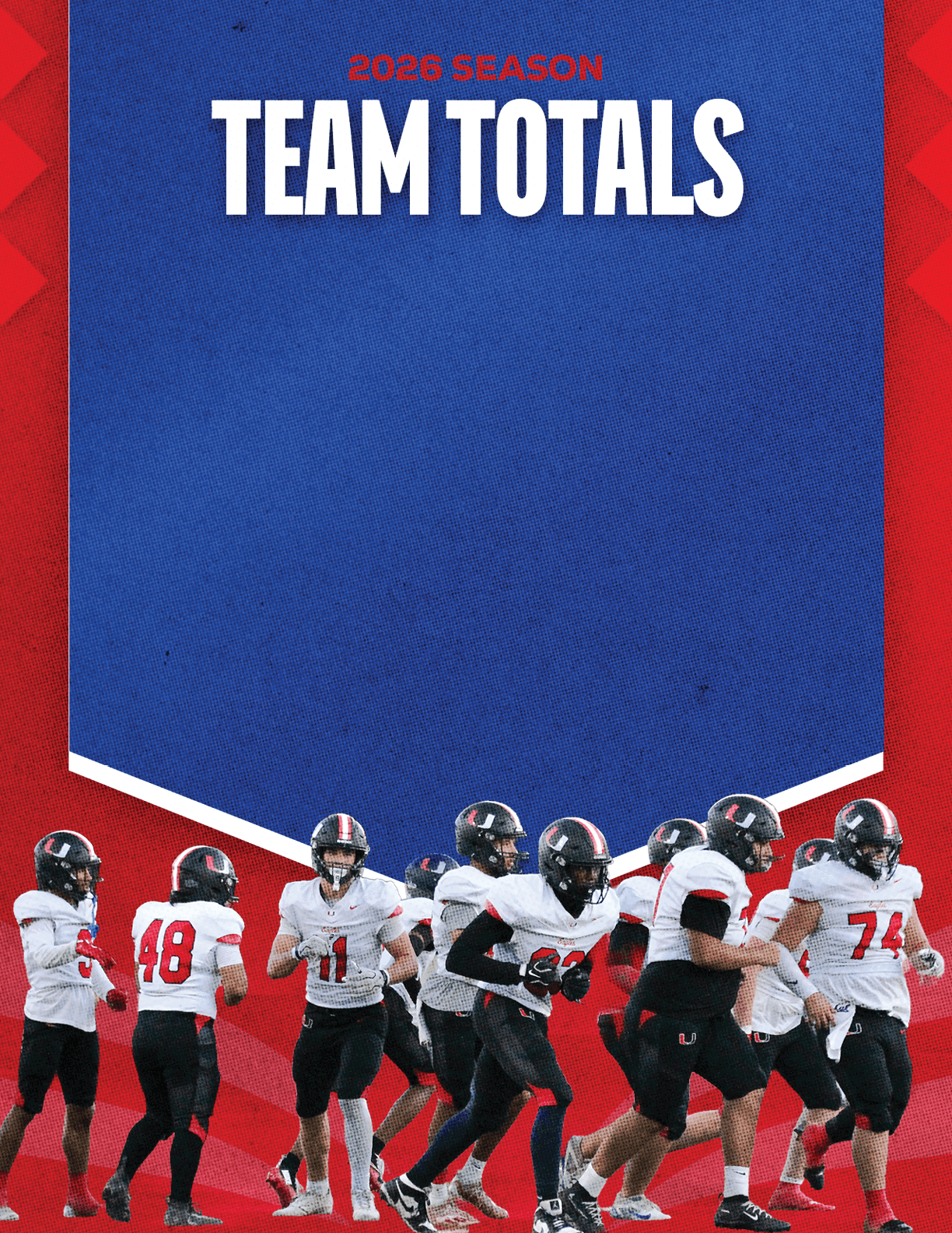 A group of football players standing on the field. Description generated by AI