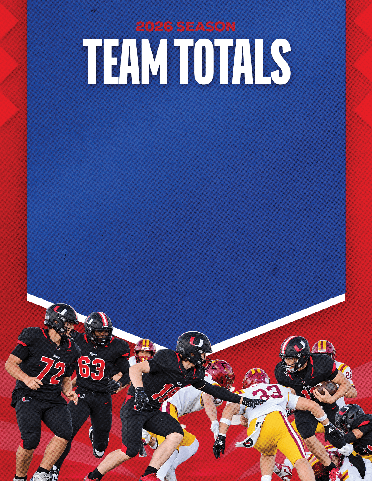 A group of football players standing on the field. Description generated by AI