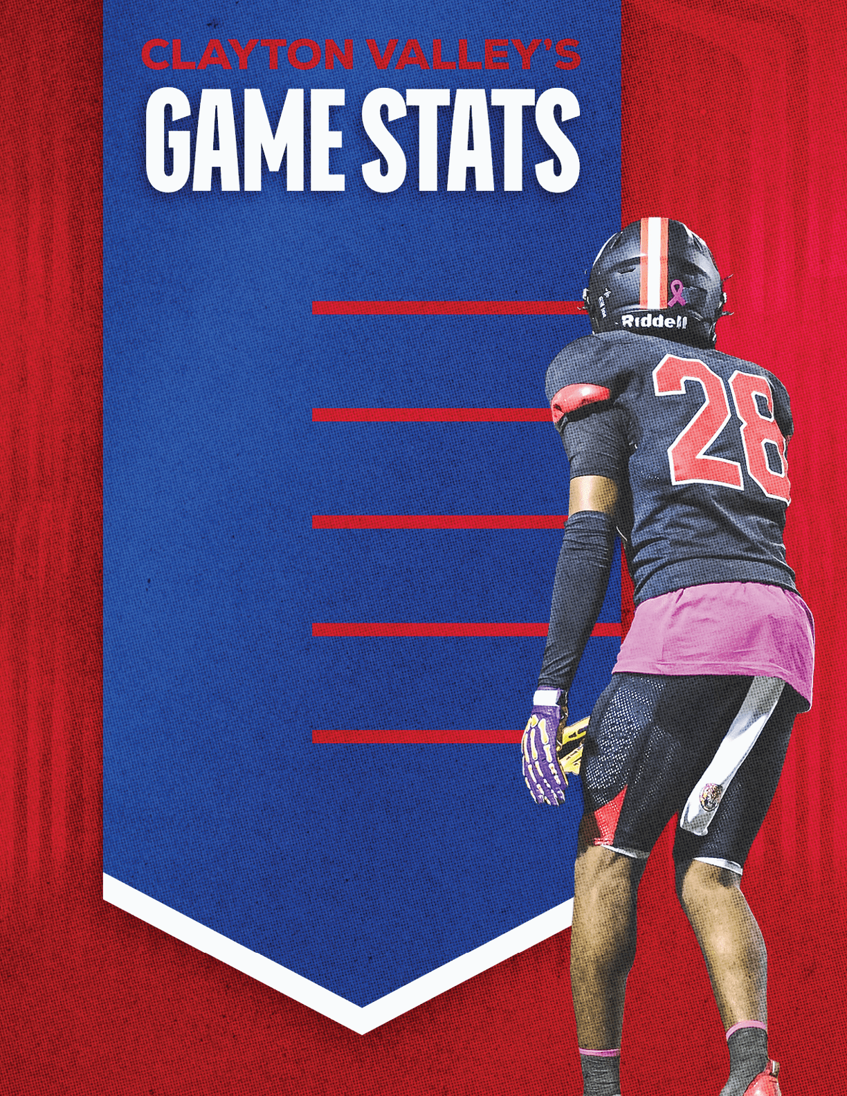 A man wearing a blue and red jersey with the number 52 on it. Description generated by AI