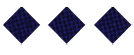 Three dark blue diamond shapes arranged horizontally on a white background. Descripci n generada con IA