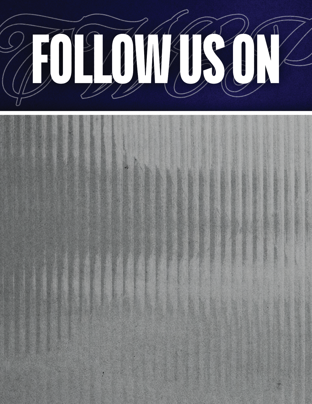 A black and red sign that says Follow Us On. Description generated by AI