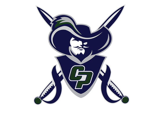 A stylized logo featuring a pirate with a large hat and beard, crossed swords behind a shield displaying the letters CP. Descripci n generada con IA