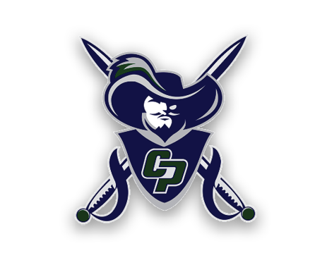 A stylized logo featuring a pirate with a large hat and beard, crossed swords behind a shield displaying the letters CP. Descripci n generada con IA