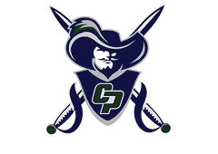 A stylized logo featuring a pirate with a large hat and beard in front of a shield with the letters CP, crossed by two swords behind it. Descripci n generada con IA