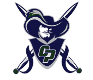 A stylized logo featuring a pirate with a large hat and beard, crossed swords behind a shield displaying the letters CP. Descripci n generada con IA