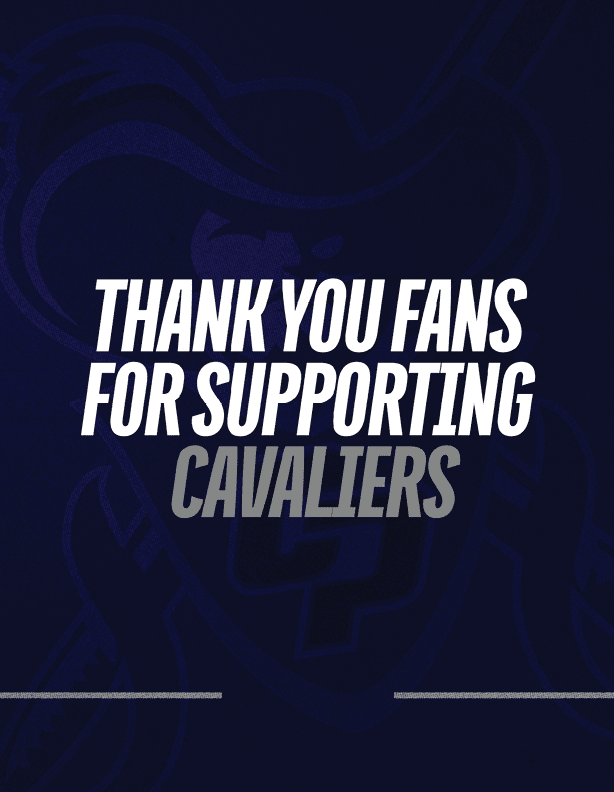 Thank you message in bold white and gray text on a dark background expressing gratitude to fans for supporting the Cavaliers. Descripci n generada con IA