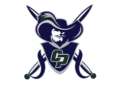 A stylized logo of a figure wearing a wide-brimmed hat with a feather, crossed swords behind, and the letters CP on the chest. Descripci n generada con IA