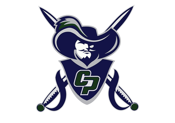 A stylized logo featuring a pirate with a large hat and beard, crossed swords behind a shield displaying the letters CP. Descripci n generada con IA