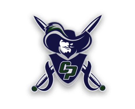 A stylized logo featuring a pirate with a large hat and beard, crossed swords behind a shield displaying the letters CP. Descripci n generada con IA