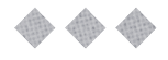 Three gray diamond shapes with a textured pattern are evenly spaced on a white background. Descripci n generada con IA