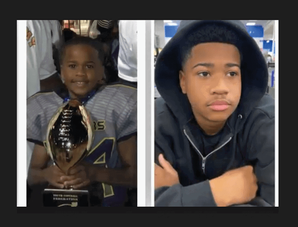 Two children are shown side by side, one holding a football trophy while wearing a sports uniform and the other wearing a dark hoodie with arms crossed. Descripci n generada con IA