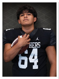 Two football players wearing black jerseys and holding hands. Description generated by AI