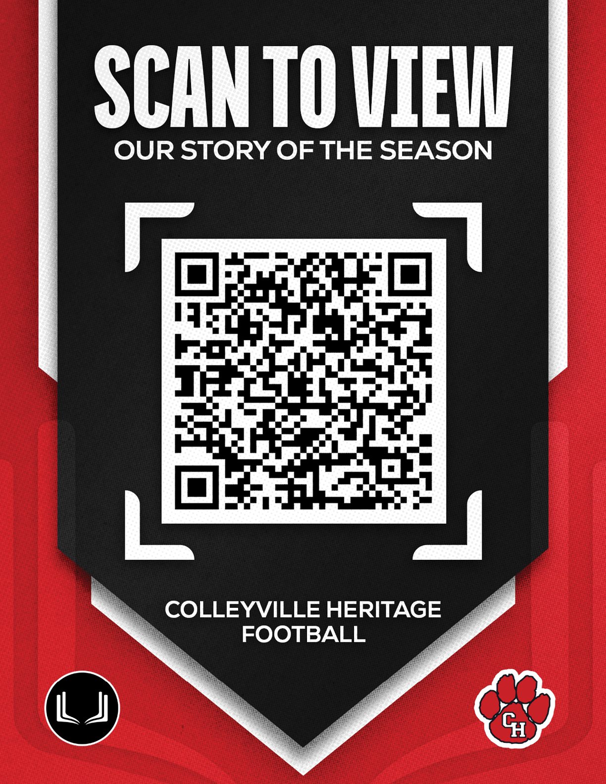 A red and black sign with a barcode on it. Description generated by AI