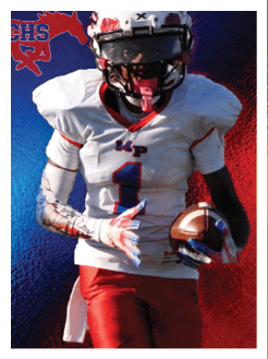 Two football players wearing black jerseys and holding hands. Description generated by AI