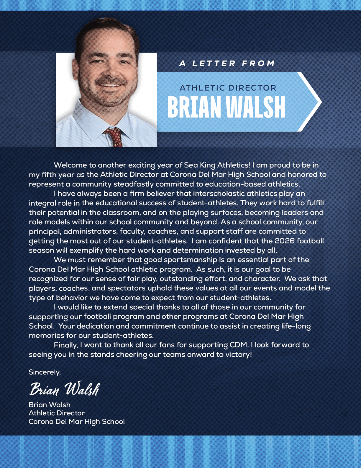 A letter from a football coach. Description generated by AI