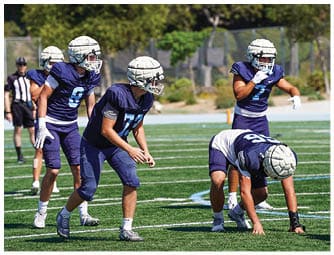 A group of football players on a field. Description generated by AI