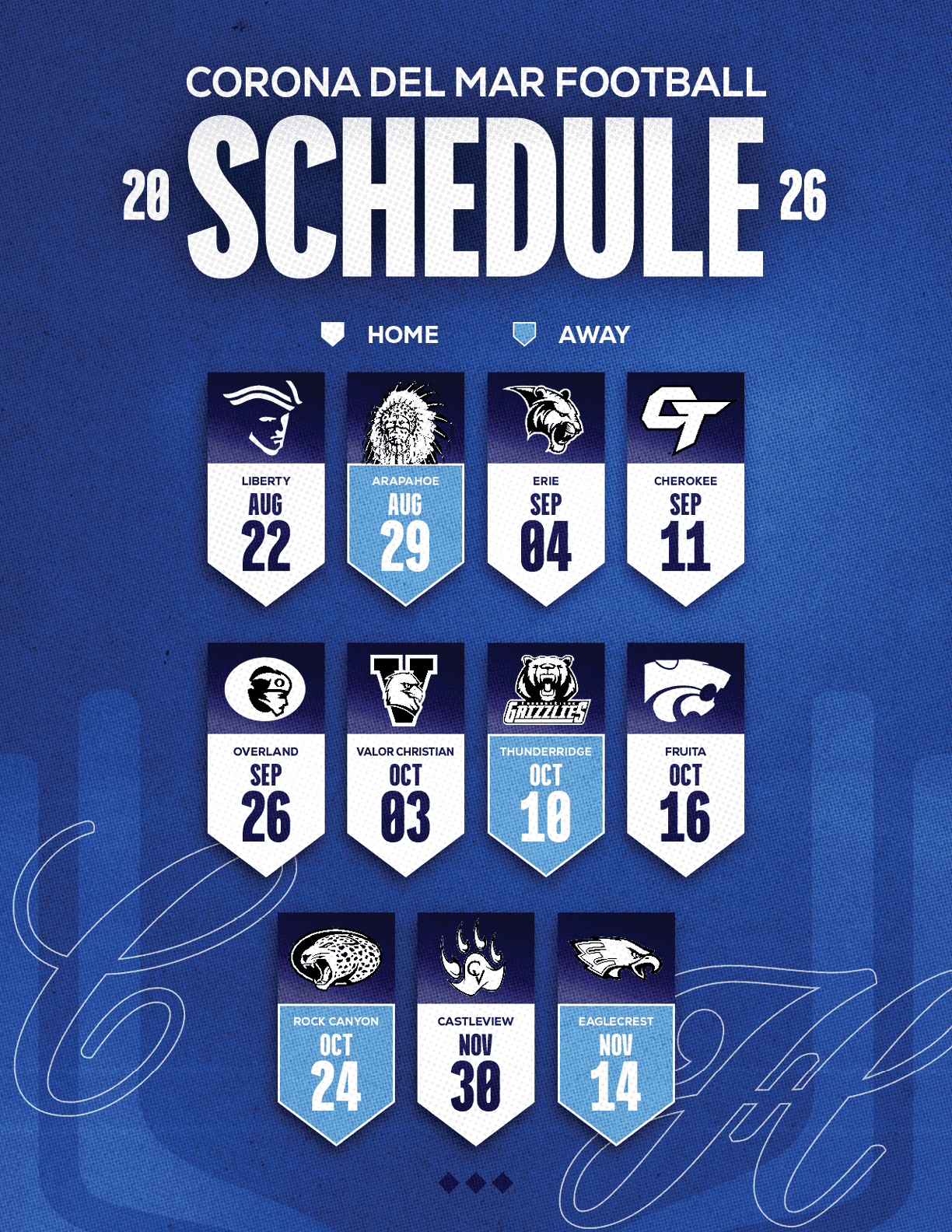 A football schedule for the 2014 season. Description generated by AI