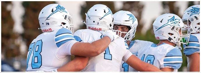 A group of football players on a field. Description generated by AI
